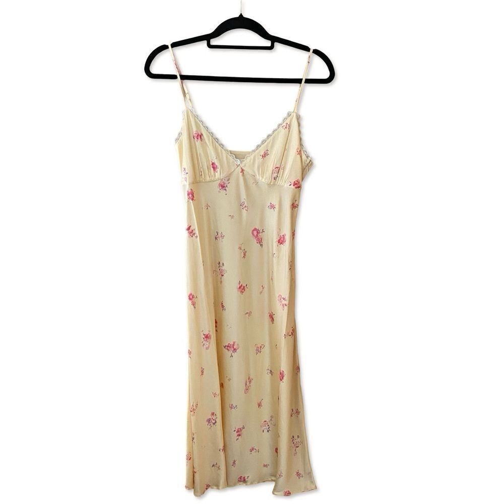 NWT Tularosa Molly Midi Dress Country Floral lingerie slip yellow Revolve XS - Picture 10 of 13